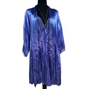 Lilac + London Women's Large Satin Camisole & Robe Set Purple Lounge Sleep